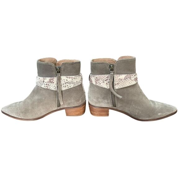 Anthropologie Liendo Seychelles Ankle Boots Suede Taupe Gray Snakeskin Size‎ 7 - Picture 2 of 10